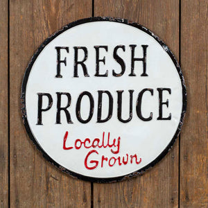 Fresh Produce Hanging Metal Sign