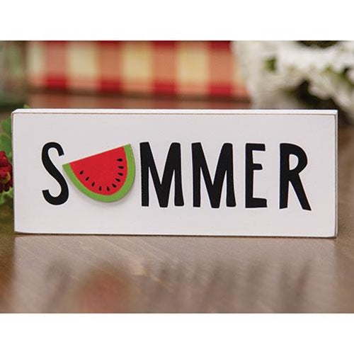 Summer with Watermelon Block Sign