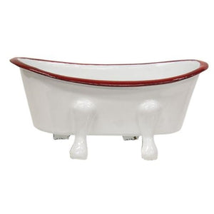 Red Rim Soap Dish Enamel